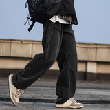 SHOPMOCHO Men's Drawstring Baggy Jeans Autumn New Fashion Loose Straight Wide Legs Pants Streetwear Vintage Denim Trousers Y2k Jeans Pants