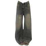 Shopmocho Vintage Distressed Wide-leg Jeans Women's Spring Summer New Loose-fit Slimming Draped Versatile Trailing Straight-leg Trousers