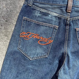 Shopmocho Y2K men jeans Letter Harajuku print pattern Vintage High Waist Wide Leg Jeans American style Goth Men Women Hip Hop Streetwear