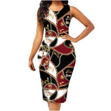 Shopmocho Spring and Summer New Fashion Women's Sleeveless Wrapped Hip Print Dress Women's Clothing