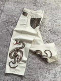 SHOPMOCHO Streetwear Retro Snake Jeans Boa Embroidery Graphic Python Print Pocket Denim Pants Y2K Trend Unisex Baggy Straight Leg Pants
