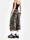 SHOPMOCHO Summer Women Tomboy Camouflage Japanese Abi Jorts Jean Y2K 2000s Aesthetic Capri Pants Harajuku Denim High Street Goblin Core
