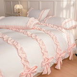 SHOPMOCHO 3 Piece Sheet Set  pink bowknot duvet cover Set ， comfortable Bedding Set Bedspread for All Season
