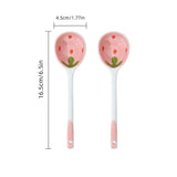 Shopmocho Kawaii Strawberry Ceramic Soup Spoon Cute Korean Ice Cream Hand Painted Coffee Dessert Long Handle Spoon Kitchen Accessories