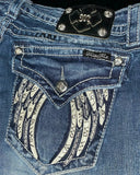 SHOPMOCHO Y2K  American Embroidery Diamond Fashion Retro Punk Low Waist Casual Jeans Blue Jeans Wings Pattern High Street Slim Leg Pants