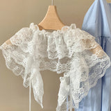 Shopmocho Korean Fashion Lace Irregular Skirt Curtain White Flowers Lace Mesh Halfbody Skirt Women Summer Bottoms Jeans Decorative Hemline