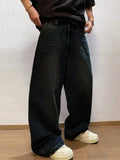 SHOPMOCHO 1Pc Men's Wide Pants Brushed Jeans Wide Jeans Y2K New Rocks Jeans Buggy Black Hip-Hop Pants