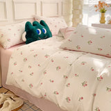 SHOPMOCHO 2025 new 3-piece cartoon heart-shaped plant floral print set, a duvet cover and a pair of pillowcases (no padding)