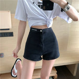 SHOPMOCHO Retro Spicy Girl High Waist Skinny Denim orts Women's Summer Thin Korean Sle Cotton Stretch Tight Fit Trendy Hot Pants