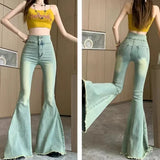 Shopmocho Lucyever Aesthetic Hot Skinny Flare Jeans Women Vintage Slim Fit High Waist Denim Pants Woman Y2K Streetwear Wide Leg Trousers