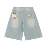 SHOPMOCHO American Style High Waist Wide Leg Jeans Short Pants Loose Fit Summer Casual Denim Shorts Couple Outfit Cotton Polyester Blend