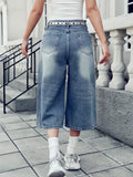 SHOPMOCHO New Loose Wide Leg No Elastic Denim Jeans Women's Casual Trousers American Korean Style Y2K Seven-Foot Pants