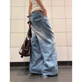 SHOPMOCHO YIBASHU Women Baggy Blue Jeans Y2k Japanese Streetwear Denim Pants Wide Fit American Retro Grunge Hip-pop Harajuku Cowboy 2000s