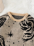 SHOPMOCHONew Trendy Street Style Ripped Abstract Starry Sky Pattern Pullover Ripped Sweater Casual Crew Neck Knitted Men's Pullover