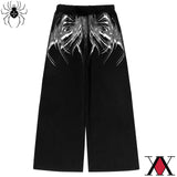 SHOPMOCHO Anime Cloud Print Wide Leg Pants Men Women Streetwear Harajuku Loose Trousers with Wing Pattern Elastic Waist Casual Bottoms