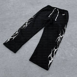 SHOPMOCHO 2025 new European and American retro punk complex design printed zipper cardigan hoodie trousers sweatpants suit street wear
