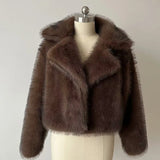 SHOPMOCHO2025 Luxury Brand Autumn Winter Fur Coat Women Short Lazy Wind Fox Fur Jacket Cropped Fluffy Casaco De Pele Feminino