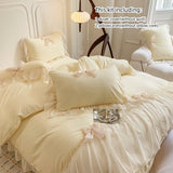 SHOPMOCHO 3pcs White Bedding set ruffles Duvet Cover Set (1*Duvet Cover + 2*Pillowcase, Without Core)for bedroom guest room
