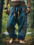 Shopmocho Men's retro Viking Celtic art knot 3D printed casual pants drawstring straight leg pants summer beach pants