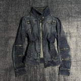 SHOPMOCHO American Retro Vibe Style Workwear Denim Jacket Women's Autumn Loose Design Washed Distressed Cardigan Jacket Trendy