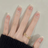 Shopmocho 24pcs Detachable Short Press on Nails Y2k rhinestone False Nails with Glue Ballet Sweet Cool Girls Artificial False Nails Tips