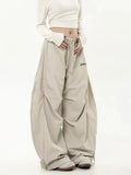 Shopmocho Retro Y2K Hip Hop Streetwear Casual Chic Matching Sweatpant Oversize Women's Wide Leg Pant Low Waist Drawstring Lady Cargo Pants