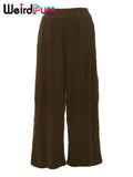 SHOPMOCHO Weird Puss Y2K Casual Wide-Leg Pants Women Autumn Loose Simple Basic Pocket High Waist Trousers Corduroy Streetwear Long Bottoms