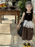 SHOPMOCHO Girl Pants 2025 Summer New Childrens Clothing Korean Style Girl Baby Retro Leopard Print Wide Leg Cargo Pants Casual Daily