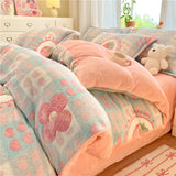 Shopmocho 1pc Super Warm Quilt Cover for Winter Thick Soft Flannel Coral Fleece Duvet Cover 220x240cm Queen Bed Cover (without pillowcase)