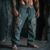 Shopmocho Men's retro Viking Celtic art knot 3D printed casual pants drawstring straight leg pants summer beach pants