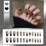 Shopmocho 24PCS/1BOX Hot girls Wear Wholesale Bow Hot Girls Nail Art Fake Nails