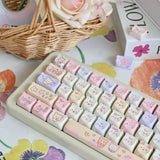 SHOPMOCHO Cat Keycaps Cute Keycap Set of Keys PBT Key Cap Gift EAO Sublimation Mechanical Keyboard Cap 2.25 U 2.75U for Alice