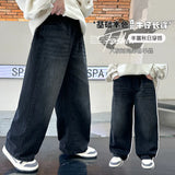 SHOPMOCHO New Arrival Boys Spring Autumn Jeans Trendy Streetwear Child Straight Leg Loose Wide Leg Denim Pants for Teenage Kids