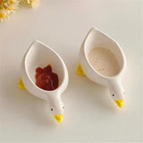 Shopmocho 2pcs ceramic duck seasoning dish, salad dipping dish, cream mini bowl, cute design afternoon tea cutlery