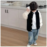 Shopmocho Spring and Autumn Children's Pocket Wide Leg Jeans Contrast Loose Relaxed Pants for Boys and Girls Jeans Baby Kids Trousers 2-6Y