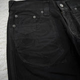 SHOPMOCHO vintage X ray waxing tribal embroidery men's flared jeans Gothic high street unisex punk slim fit jeans Y2K baggy flared jeans