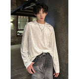SHOPMOCHO men vintage velvet long sleeve t shirt Crew neck hip hop casual tees tops man autumn harajuku velour streetwear camisetas