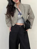SHOPMOCHO Autumn Vintage Women's Windbreaker Cropped Jackets Harajuku Oversized Streetwear Long Sleeve Casual Fashion Female Elegant Top