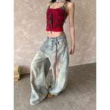 SHOPMOCHO Women's Light Blue Y2k Baggy Jeans Harajuku Aesthetic Japanese 2000s Style Denim Trousers Vintage Cargo Pants Trashy Clothes
