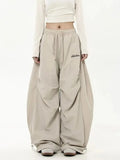 Shopmocho Retro Y2K Hip Hop Streetwear Casual Chic Matching Sweatpant Oversize Women's Wide Leg Pant Low Waist Drawstring Lady Cargo Pants