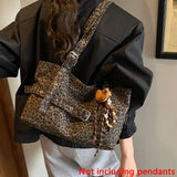 SHOPMOCHO Casual Large-Capacity Leopard Print Women's Bag New Lightweight Versatile Shoulder Bag Relaxed Commuting Tote Bag