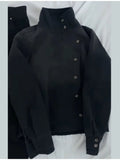 SHOPMOCHO Y2K Harajuku Retro Functional Style Slant Collar Jacket Men Women Gothic Stand Collar Easy Jacket Street Fashion Black Jacket