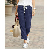 SHOPMOCHO-Autumn Cotton Women's Pants Y2K Black Drawstring Elastic Waist Casual Pants Female Loose Fashion Elegant Ladies Bottom