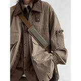 SHOPMOCHO Man Jacket Spring Autumn Loose Cargo Jacket Japanese Vintage Multi-Pocket, Unisex Streetwear, Stylish Versatile Casual Coat