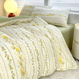 SHOPMOCHO Green Floral Bedding Set Ins Fashion Twin Full Queen Size Duvet Cover No Filler Flat Sheet Pillowcase Girl Home Totel Bed Linens