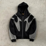 Shopmocho American  Retro Letter Printed Devil Pattern Hoodie Y2k Harajuku Casual Couple Zipper Hoodies Sweatshirt Fashion Street Clothing