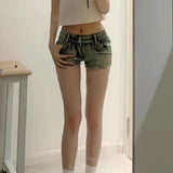 SHOPMOCHO New Woman Designer Low Waist Punk Jeans Girls Aesthetic Elastic High Street Mini Pants Female Sexy Nightclub Summer Denim Shorts