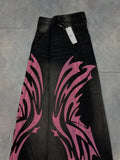 SHOPMOCHO Y2K Retro Punk Pink Totem Wide Leg Jeans Men Gothic High Street Hip Hop Washed Casual High Waist Floor Mopping Pants Women