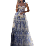 Shopmocho Elegant Party Dresses for Women 2025 New Sweet and Fashionable Floral Style Large Swing Shoulder Strap Dress Beach Vacation