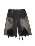 SHOPMOCHO American High Street Washed Gradient Women Ripped Retro Old Size Denim Loose Shorts baggy jeans women